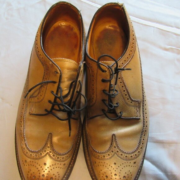 Mens Vtg Florsheim Shoes Leather Wingtip Oxford Dress Shoes Sz 9.5 main image 4